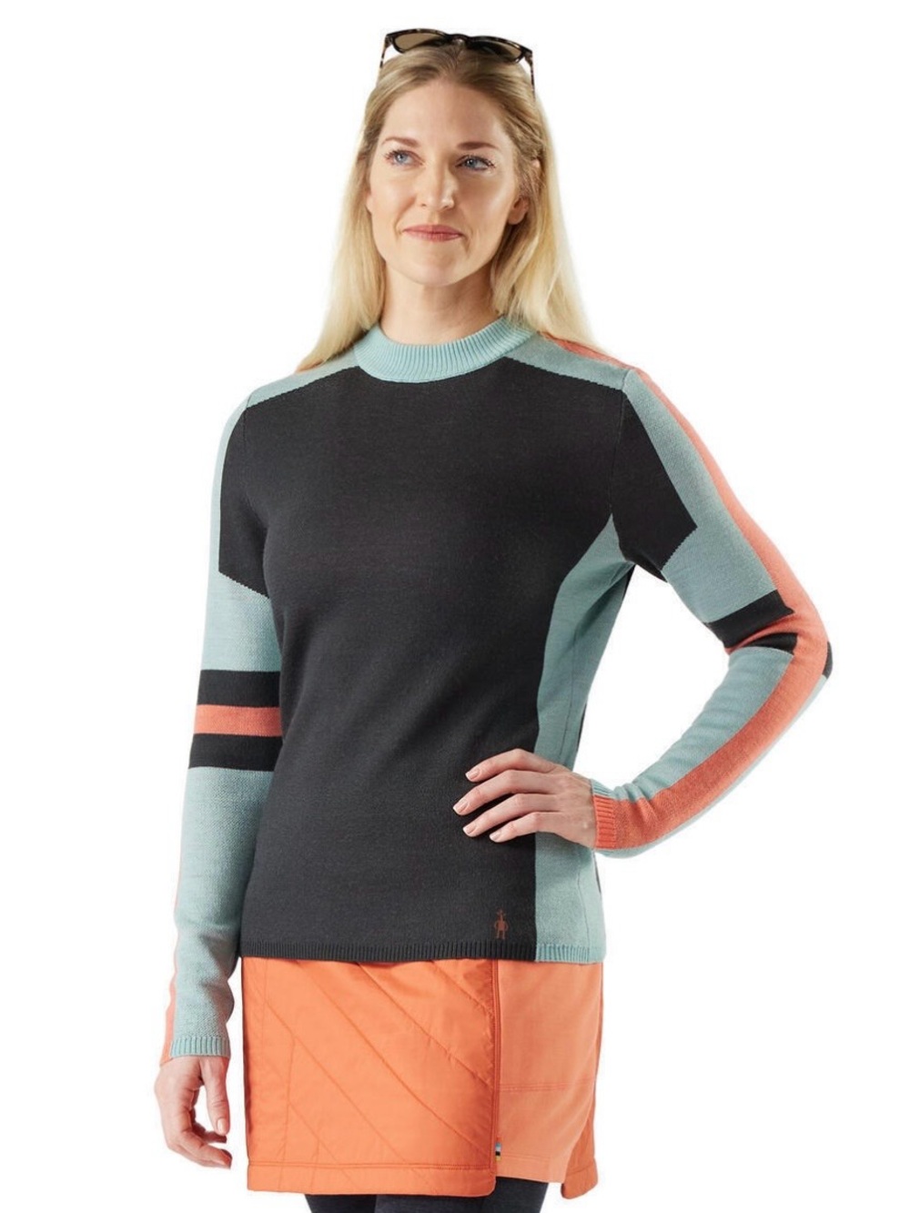 Smartwool Women’s Merino Wool Alpine Crewneck Sweater Charcoal Mint Size Small